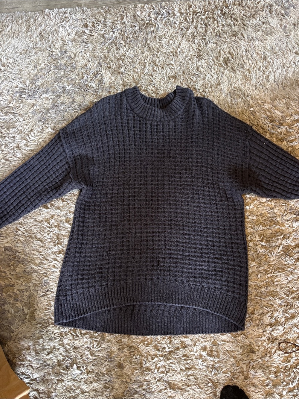 SO Charcoal Crewneck Waffle Knit Sweater